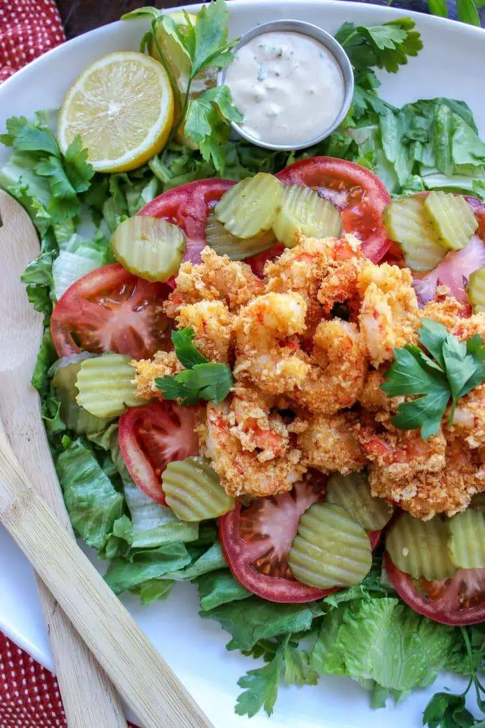Fried Shrimp Salad - Crispy fried shrimp on fresh greens